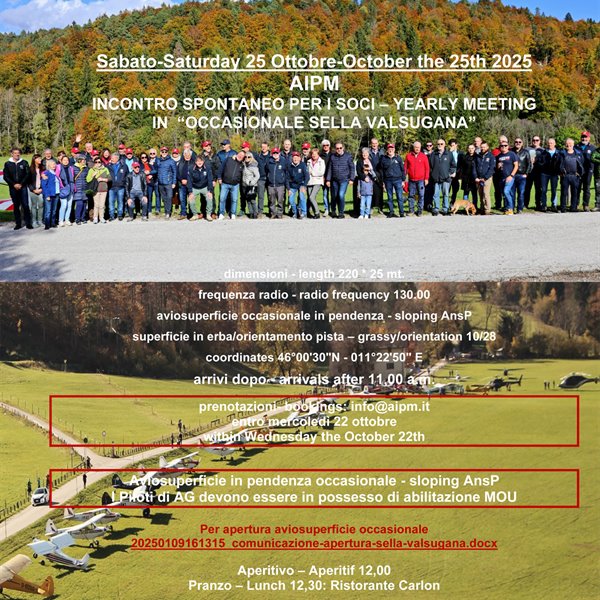 25 ottobre Incontro annuale - Yearly meeting a Sella Valsugana